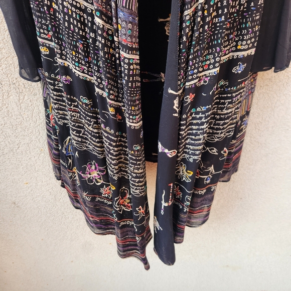 DOROTHY SCHOELEN Platinum Women's Cardigan Medium Black Vintage Script Ballet - Picture 13 of 14